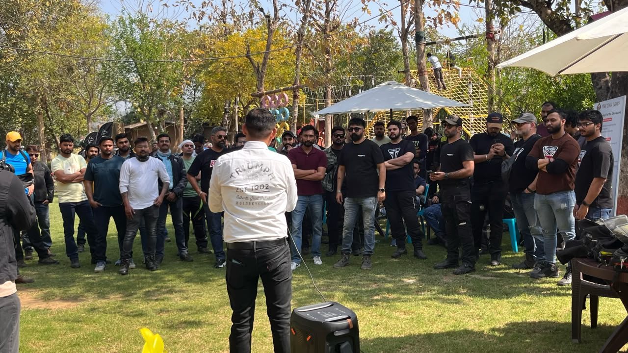 A group standing together on the camp lawns